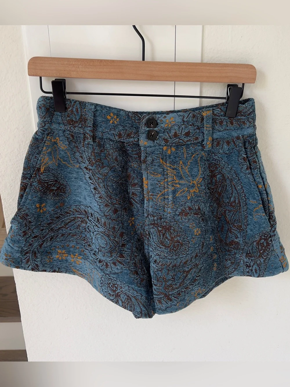 Free People Marina Jaquard Shorts in Blue Combo NWT - Picture 2 of 5